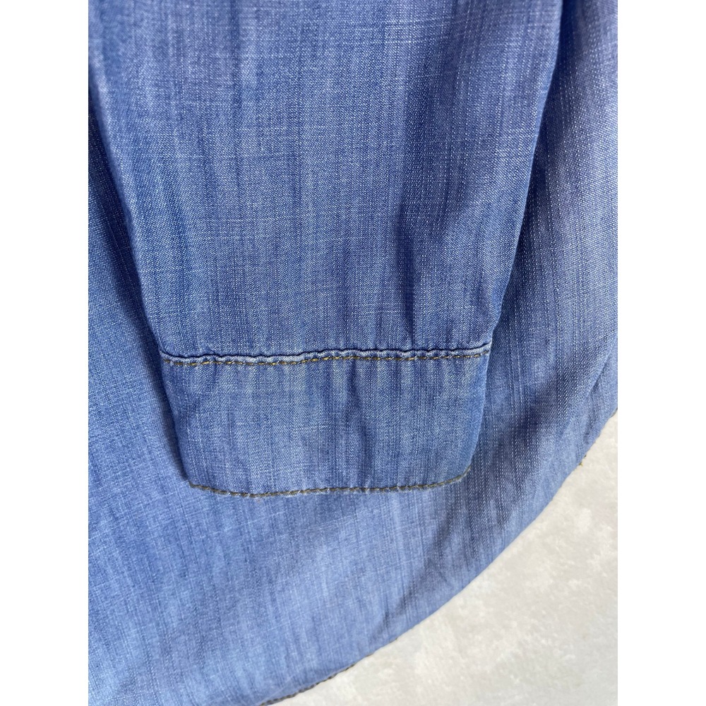 TWELVE by Ontwelfth lace up tunic shirt women's size L blue chambray long sleeve - Picture 9 of 15